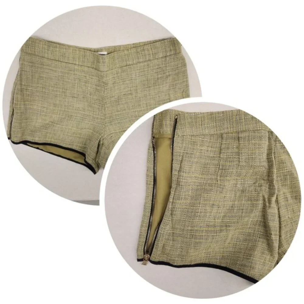 Club monaco 00 Shorts Women's Olive Green Black Trim Side Zip Career‎ Casual